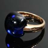 Doris Gioielli Roségold 750 Ring mit synthetischem blauem Spinell Cabochon (13,5x14mm), sign., 9,4g, Gr. 55, starke Tragespuren - Foto 2