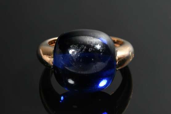 Doris Gioielli Roségold 750 Ring mit synthetischem blauem Spinell Cabochon (13,5x14mm), sign., 9,4g, Gr. 55, starke Tragespuren - photo 3
