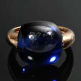 Doris Gioielli Roségold 750 Ring mit synthetischem blauem Spinell Cabochon (13,5x14mm), sign., 9,4g, Gr. 55, starke Tragespuren - Foto 3