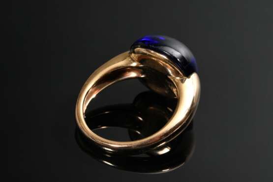 Doris Gioielli Roségold 750 Ring mit synthetischem blauem Spinell Cabochon (13,5x14mm), sign., 9,4g, Gr. 55, starke Tragespuren - Foto 4