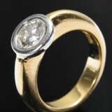 Gelbgold 750 Ring mit Brillant Solitär (ca. 1.10ct/VVS/W) in Platin gefasst, 10,7g, Gr. 54 - photo 2