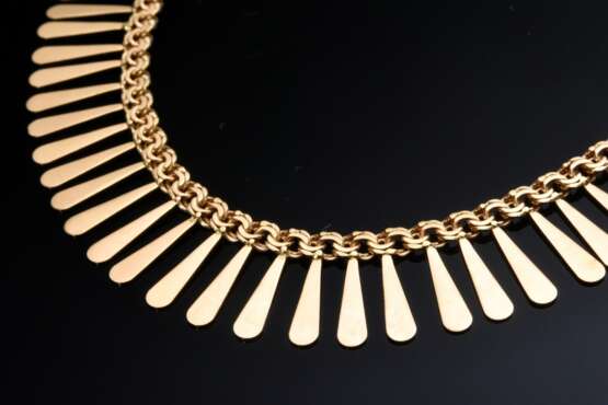 Midcentury Gelbgold 750 Garibaldi Collier mit umlaufenden Tropfenelementen, 37,2g, L. 45cm, B. 1,7cm - Foto 2