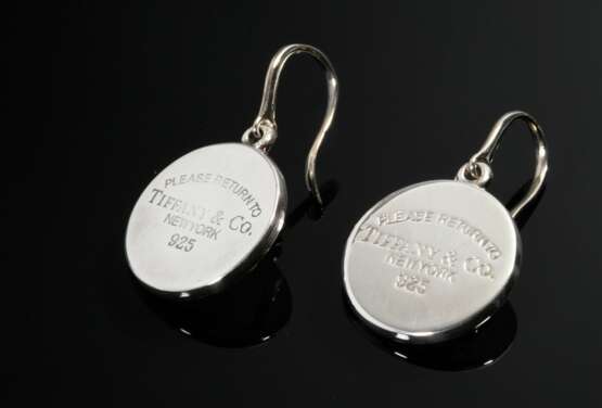 Paar Tiffany & Co Silber 925 Ohrhänger "Return to Tiffany“ auf runder Scheibe, 6,5g, Ø 15,6mm, Original Box und Staubbeutel - Foto 2