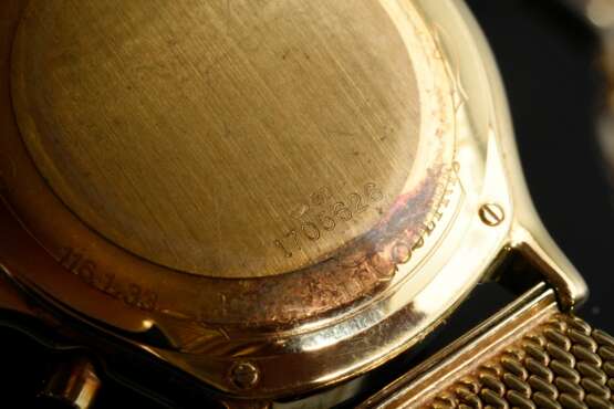 Gelbgold 750 Jaeger LeCoultre Heraion Chronographe Reveil Armbanduhr mit angesetztem Gelbgold 585 Armband, Quartzwerk, Stunden-, Minuten-, Sekunden-, Datum- , Alarm-, Wecker- und Stoppfunktionen, 87,2g, Ø 3,6cm, L. 16,5c… - Foto 3
