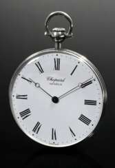 Chopard Silber 800 Frackuhr, Handaufzug mit geriffeltem Münzrand, weißem Emaille Zifferblatt, römischen Zahlen und Punktindizes, Breguet Zeiger, 40,3g, Ø 4cm, gangbar (keine Garantie auf Werk und Funktionalität)