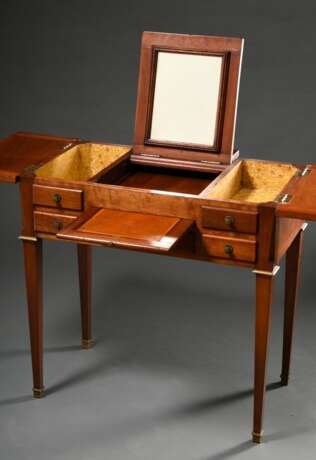 Klassizistisches Poudreuse Möbel mit klapp- und aufstellbarem Spiegel sowie diversen Schubfächern und Auszugplatte, Obstholz, 74,5x77x42,5cm - Foto 1
