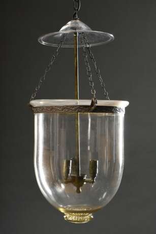 Große Glas Ampel "Stall Laterne" in Metall Montierung nach klassischem Vorbild, elektrifiziert, H. ca. 65cm, Ø ca. 31cm - photo 1