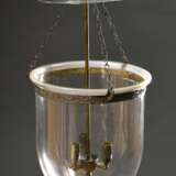 Große Glas Ampel "Stall Laterne" in Metall Montierung nach klassischem Vorbild, elektrifiziert, H. ca. 65cm, Ø ca. 31cm - photo 2