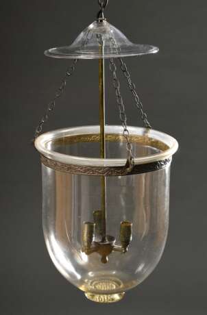 Große Glas Ampel "Stall Laterne" in Metall Montierung nach klassischem Vorbild, elektrifiziert, H. ca. 65cm, Ø ca. 31cm - photo 2
