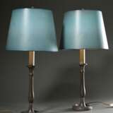 Paar große Zinn Leuchter in schlichter Form als Lampen montiert 19.Jh., H. 83cm, Boden offen - фото 1