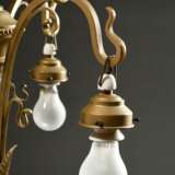 Wilhelminische Deckenlampe mit 3 Glasschirmen, H. 107cm, Ø 58cm, 1 Schirm defekt, 1 Schirm ergänzt - photo 7