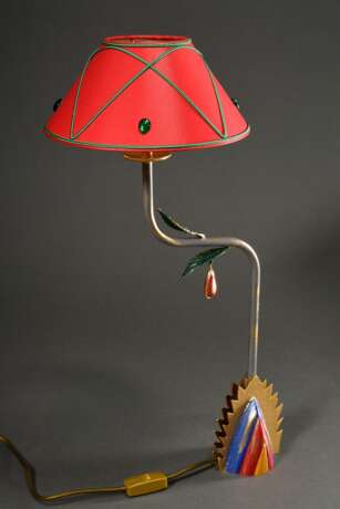 Casenove, Pierre (*1943) "Jaume" Tischlampe, Metallguss farbig bemalt, elektrifiziert, H. 62cm, 1 Lampenschirm extra - photo 1