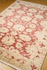 Dekorativer Ziegler Teppich mit floraler Musterung in hellen Farben, Wolle auf Baumwolle, 2. Hälfte 20.Jh., 255x165cm