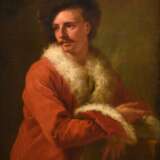 Unbekannter Portraitist des 18.Jh. „Zar Peter der Große (1672-1725)", Öl/Leinwand auf Hartfaser kaschiert, Prunkrahmen (kleine Defekte), 99,5x75cm (m.R. 125x101cm), rest., Craquelé - photo 1