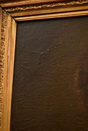 Unbekannter Portraitist des 18.Jh. „Zar Peter der Große (1672-1725)", Öl/Leinwand auf Hartfaser kaschiert, Prunkrahmen (kleine Defekte), 99,5x75cm (m.R. 125x101cm), rest., Craquelé - photo 4