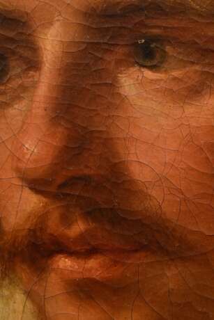 Unbekannter Portraitist des 18.Jh. „Zar Peter der Große (1672-1725)", Öl/Leinwand auf Hartfaser kaschiert, Prunkrahmen (kleine Defekte), 99,5x75cm (m.R. 125x101cm), rest., Craquelé - photo 7