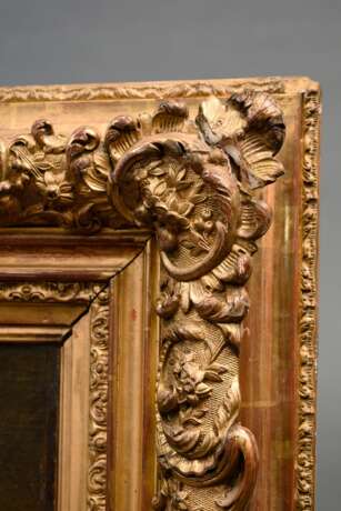 Unbekannter Portraitist des 18.Jh. „Zar Peter der Große (1672-1725)", Öl/Leinwand auf Hartfaser kaschiert, Prunkrahmen (kleine Defekte), 99,5x75cm (m.R. 125x101cm), rest., Craquelé - photo 10