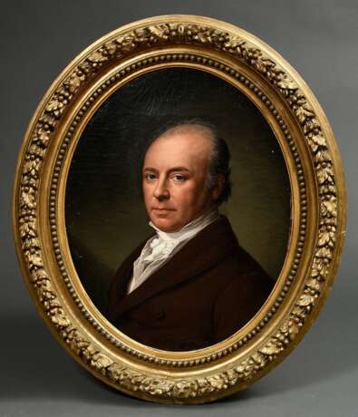 Unbekannter Maler um 1810 "Portrait Anton Diedrich Gütschow (1765-1833)", (ehem. Bürgermeister von Lübeck), Öl/Leinwand, verso bez., Prunkrahmen, 59,7x45,3cm (m.R. 77,5x66,5cm), kleine Defekte der Maloberfläche… - photo 1