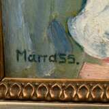 Unbekannter Künstler des 20.Jh. (Marra?) "Mädchen mit Kewpie Puppe" 1955, Öl auf Malpappe, u.l. sign./dat., Prunkrahmen, 18,5x16cm (m.R. 28,5x26cm), min. Defekte der Maloberfläche - photo 3