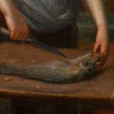Mieris, Willem van (1662-1747) zugeschr. "Fischhändlerin", Öl/Holz, verso bez. u.a. "Cert= Dr. M.J. Friedländer", 19,6x16,2cm (m.R. 34,8x31cm) - photo 4