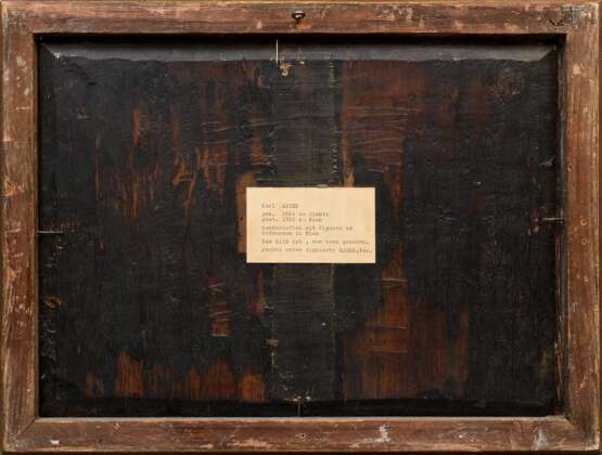 Aigen, Karl Joseph (1684-1762) „Marktszene mit Fleischhändlern“, Öl/Holz, u.r. sign., vergoldeter Prunkrahmen (leichte Altersspuren), 29x40,3cm (m.R. 36x47cm), feines Craquelé, rest. - фото 4