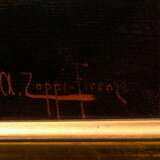 Zoppi, Antonio (1860-1926) "Die Unterhaltung am Herdfeuer", Öl/Leinwand, u.r. sign./bez., verso auf Klebeetikett bez., 52x67cm (m.R. 72,5x86,5cm), Craquelé - Foto 7
