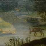 Unbekannter Künstler des 17./18.Jh. "Ideale Landschaft mit Jagdszene", Öl/Holz, mit Beleuchtung, 47x65cm (m.R. 65x82,5cm), rest., div. Defekte - фото 4
