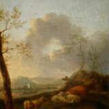 Schalcke, Cornelis S. van der (1611-1671) „Rastende Tiere vor weiter Landschaft“, Öl/Holz, u.l. sign., verso bez., Prunkrahmen (kleine Defekte), 24x19,3cm (m.R. 42,5x38cm), Maloberfläche leicht rissig - фото 1