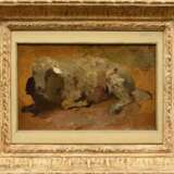 Herbst, Thomas (1848-1915) "Liegendes Schaf", Öl/Malpappe, verso Nachlassstempel, WVZ 552, Impressionisten Rahmen (berieben), 21,5x33,8cm (m.R. 40x49,5cm), Malpappe leicht gebogen - Foto 2