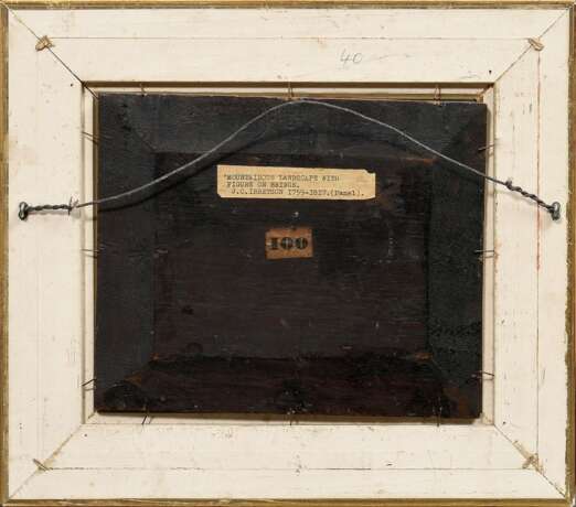 Ibbetson, Julius Caesar (1759-1817) zugeschr. "Felsige Landschaft mit Brücke", Öl/Holz, verso bez., 19x23,5cm (m.R. 30,7x35,2cm), Craquelé - photo 4