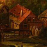 Unbekannter Künstler um 1800 „Romantische Landschaft mit Wassermühle“, Öl/Leinwand doubliert, 21x25cm (m.R. 27,5x32cm), Craquelé - photo 3