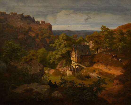 Leonhardi, Eduard Emil August (1826-1905) "Wassermühle", Öl/Leinwand, 60x73cm (m.R. 77x90cm), kleine Defekte der Maloberfläche, leichtes Craquelé - Foto 1