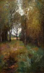 Herbst, Thomas (1848-1915) &quot;Birkenwäldchen&quot;, Öl/Malpappe, verso Nachlassstempel, WVZ 878, Impressionisten Rahmen, 58,6x39cm (m.R. 74x53cm)