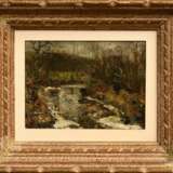 Höckner, Rudolf (1865-1942) "Winterliche Flusslandschaft", Öl/Papier auf Hartfaser kaschiert, u.l. sign., vergoldeter Impressionisten Rahmen (berieben), 14x19,3cm (m.R. 25,5x30,5cm) - Foto 2