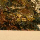 Höckner, Rudolf (1865-1942) "Winterliche Flusslandschaft", Öl/Papier auf Hartfaser kaschiert, u.l. sign., vergoldeter Impressionisten Rahmen (berieben), 14x19,3cm (m.R. 25,5x30,5cm) - Foto 3