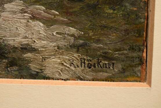 Höckner, Rudolf (1865-1942) "Verschneiter Acker" 1907 Öl/(Zeitungs-)Papier auf Pappe kaschiert, u.r. sign., verso bez./dat., Impressionisten Rahmen (berieben), 10,5x14,5cm (m.R. 23,5x27cm) - фото 3