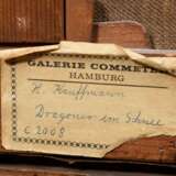 Kauffmann, Hermann I (1808-1889) "Dragoner im Schnee", Öl/Leinwand, u.l. sign., verso Klebeetikett "Galerie Commeter/Hbg.", Prunkrahmen (min. Altersspuren), 31x43cm (m.R. 44x55,8cm), Craquelé, leicht … - Foto 6
