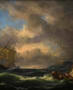 Обзор. Emmerik, Govert van (1808-1882) „Schiffe in stürmischer See“, Öl/Leinwand wohl doubliert, u.r. sign., Prunkrahmen (min. Defekte), 46x65cm (m.R. 77x97cm), min. Craquelé