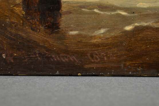 Unbekannter Maler des 19.Jh. „Seestück“ 1872 (Segler bei aufziehendem Sturm), Öl/Holz, u.l. undeutl. sign./dat., 28,5x38cm (m.R. 41x50,5cm), rest. - фото 7