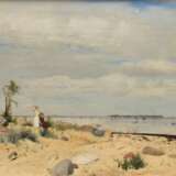 Vorgang, Paul (1860-1927) "Strandspaziergang" 1883, Öl/Leinwand, u.l. sign./dat., 30,5x50,5cm (m.R. 35,5x55,5cm), kleine Defekte der Maloberfläche - Foto 3