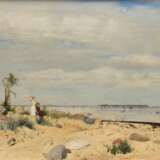 Vorgang, Paul (1860-1927) "Strandspaziergang" 1883, Öl/Leinwand, u.l. sign./dat., 30,5x50,5cm (m.R. 35,5x55,5cm), kleine Defekte der Maloberfläche - photo 3