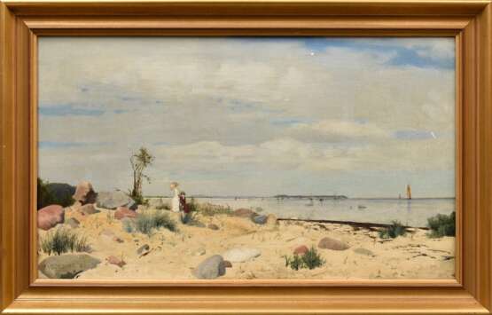 Vorgang, Paul (1860-1927) "Strandspaziergang" 1883, Öl/Leinwand, u.l. sign./dat., 30,5x50,5cm (m.R. 35,5x55,5cm), kleine Defekte der Maloberfläche - photo 4