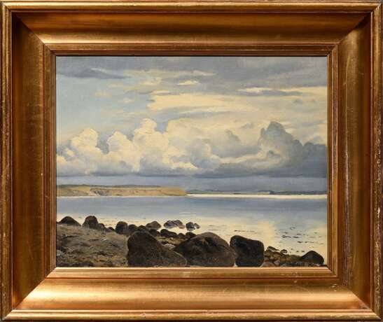 Foss, Harald Frederick (1843-1922) "Felsige Küste unter hohem Wolkenhimmel", Öl/Leinwand, u.r. sign., 30,3x37cm (m.R. 40,8x48,5cm), min. Craquelé - Foto 2