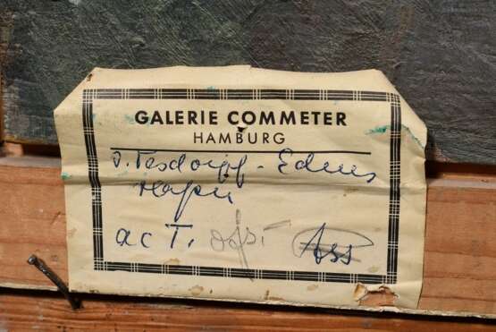 Tesdorpf-Edens, Ilse (1892-1966) "Kehrwiederspitze", Öl/Malplatte, u.r. sign., verso Klebeetikett "Galerie Commeter/Hbg.", 40x50cm (m.R. 50x60cm), min. Defekte der Maloberfläche - Foto 5