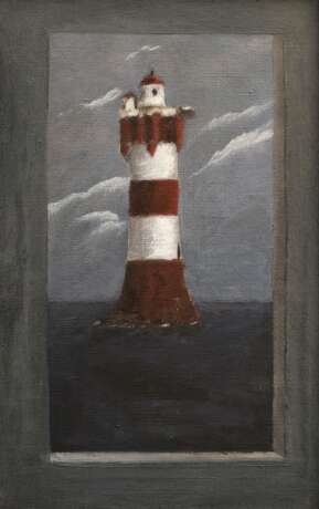 Meier, Volker (1932-1993) "Ausblick auf Leuchtturm Rothesand (Roter Sand)" 1968, Öl/Leinwand, verso Nachlassstempel, betit. und Klebeetikett "Kunsthandlung Menzel/Hbg.", WVZ 1968/19, 55x35,5cm (m.R. 6… - фото 1