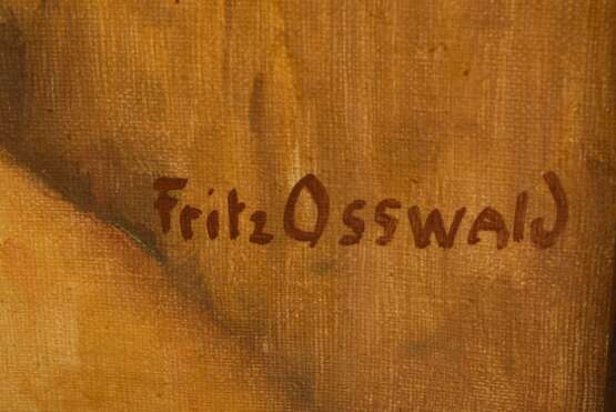 Osswald, Fritz (1878-1966) "Blumenstillleben mit Steinzeugkrug", Öl/Leinwand, u.r. sign., 111x101cm (m.R. 113,2x103,2cm), leicht schmutzig, Provenienz: Kunstkabinett Werner Kittel 1986 - Foto 2