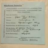 2 Bichl, Toni (Anfang 20.Jh.) "Ein schwerer Traum" und "Gesindel um Mitternacht" 1934, Tinte, je sign./dat., verso Klebeetikett "Münchener Secession/ Kunstausstellung 1935" mit persönlichen … - фото 6