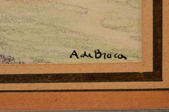 Broca, Alexis Louis de (1868-1948) "Porte D'Asni - Marrakech" 1936, Aquarell/Pastellkreide, Papier auf Holz kaschiert, u. sign./dat./bez., 39,5x48,8cm (m.R. 54x62,8cm), leichte Altersspuren - photo 9
