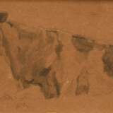 Herbst, Thomas (1848-1915) "Liegende Kuh", Bleistift, Papier auf Pappe kaschiert, 8,5x14,4cm (m.R. 16,2x22,2cm), vergilbt, leichter Wasserschaden - photo 2