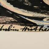 Hüther, Julius (1881-1954) "Schweinekopf" 1947, Tinte/Gouache/Farbstift, u. sign./dat., auf Papier montiert, 18x27,8cm (29,5x42cm), kleine Randdefekte, Provenienz: Slg. Gustav Bürger/ München - Foto 3